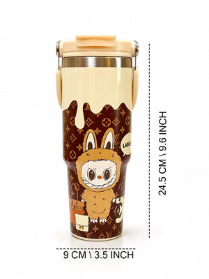 Mulberro Labubu Monogram Stainless Steel Kids Tumbler | Dual Lid & Carry Handle - Water Bottle