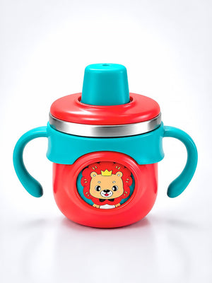 Mulberro Lion King Stainless Steel Sipper Bottle for Babies & Toddlers — 250ml | Spill-Proof Spout & Flip-Top Straw with Dual Handles - Water Bottle