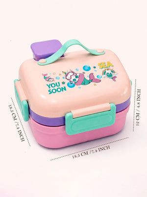 Mulberro Mermaid Unicorn 2-Tier Kids Lunch Box | SUS304 Stainless Steel | Leak-Proof | Spoon & Sauce Box Included - Baby Food & Storage