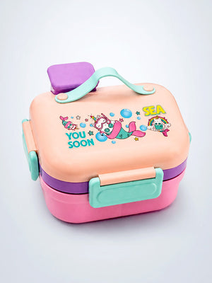 Mulberro Mermaid Unicorn 2-Tier Kids Lunch Box | SUS304 Stainless Steel | Leak-Proof | Spoon & Sauce Box Included - Baby Food & Storage