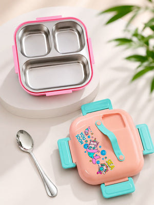 Mulberro Mermaid Unicorn 2-Tier Kids Lunch Box | SUS304 Stainless Steel | Leak-Proof | Spoon & Sauce Box Included - Baby Food & Storage