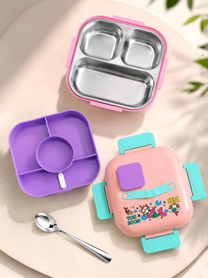 Mulberro Mermaid Unicorn 2-Tier Kids Lunch Box | SUS304 Stainless Steel | Leak-Proof | Spoon & Sauce Box Included - Baby Food & Storage