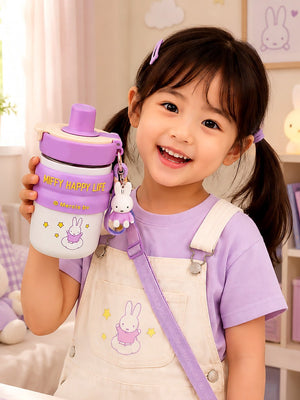 Mulberro Miffy Happy Life Kids Stainless Steel Tumbler — 480ml | Dual Lid, Infuser & Carry Strap - Water Bottle