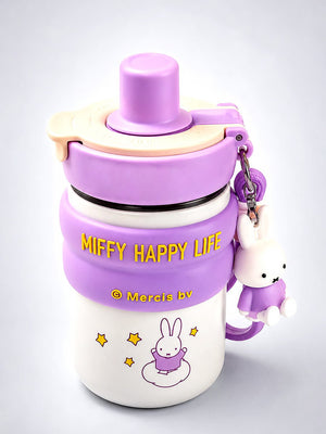 Mulberro Miffy Happy Life Kids Stainless Steel Tumbler — 480ml | Dual Lid, Infuser & Carry Strap - Water Bottle