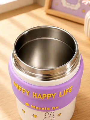 Mulberro Miffy Happy Life Kids Stainless Steel Tumbler — 480ml | Dual Lid, Infuser & Carry Strap - Water Bottle