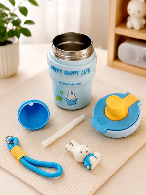 Mulberro Miffy Happy Life Kids Stainless Steel Tumbler — 480ml | Dual Lid, Infuser & Miffy Charm - Water Bottle