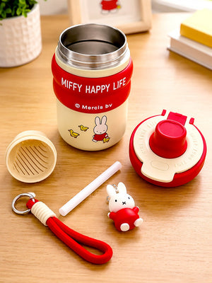 Mulberro Miffy Happy Life Kids Stainless Steel Tumbler — 480ml | Dual Lid, Infuser & Miffy Charm - Water Bottle