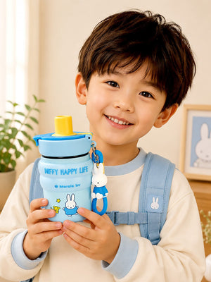 Mulberro Miffy Happy Life Kids Stainless Steel Tumbler — 480ml | Dual Lid, Infuser & Miffy Charm - Water Bottle