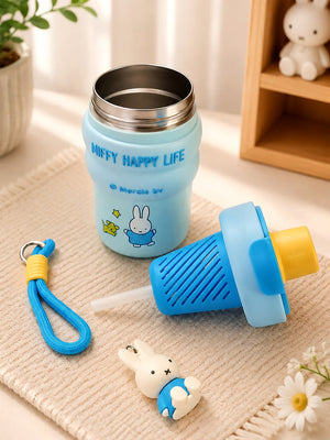 Mulberro Miffy Happy Life Kids Stainless Steel Tumbler — 480ml | Dual Lid, Infuser & Miffy Charm - Water Bottle