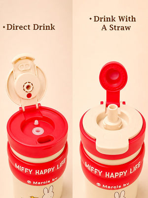 Mulberro Miffy Happy Life Kids Stainless Steel Tumbler — 480ml | Dual Lid, Infuser & Miffy Charm - Water Bottle