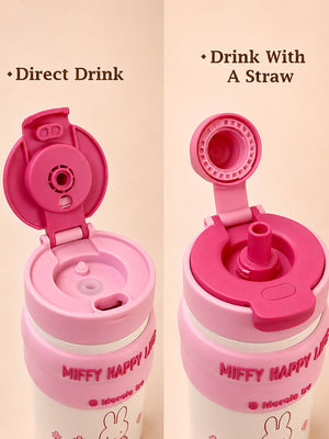 Mulberro Miffy Happy Life Pink Kids Tumbler — 480ml | Dual Lid, Infuser & Miffy Charm - Water Bottle