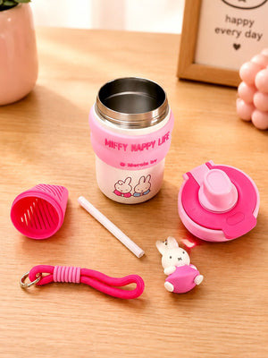 Mulberro Miffy Happy Life Pink Kids Tumbler — 480ml | Dual Lid, Infuser & Miffy Charm - Water Bottle
