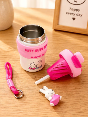 Mulberro Miffy Happy Life Pink Kids Tumbler — 480ml | Dual Lid, Infuser & Miffy Charm - Water Bottle