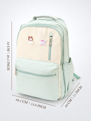 Mulberro Mint Green Kids School Backpack with Cute Pins – Spacious & Lightweight - School Bag