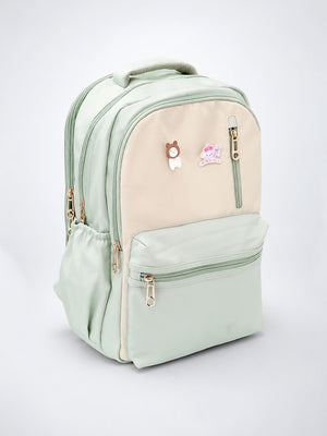 Mulberro Mint Green Kids School Backpack with Cute Pins – Spacious & Lightweight - School Bag