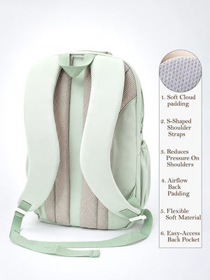 Mulberro Mint Green Kids School Backpack with Cute Pins – Spacious & Lightweight - School Bag