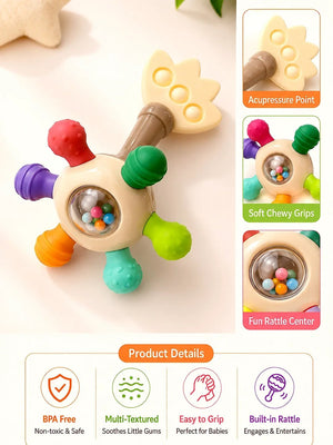 Mulberro Mulberry Baby Teether Rattle | Multi-Textured Sensory Toy | Teething Relief for Infants - Teether