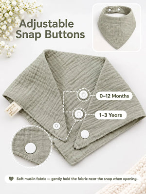 Mulberro Mustard, Blue & Grey Solid 3-Piece Muslin Cotton Baby Bibs | Snap Closure | Drool & Burp Bib - Baby Bibs