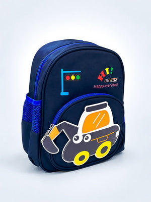 Mulberro Navy Blue 3D Excavator Kids Backpack for Toddlers & Boys - School Bag