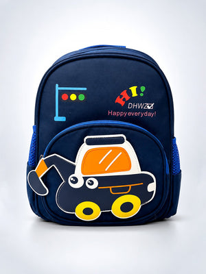 Mulberro Navy Blue 3D Excavator Kids Backpack for Toddlers & Boys - School Bag