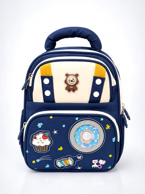 Mulberro Navy Blue Kids Backpack with LED Bear Light & Candy Patch Design for Boys & Girls - School Bag