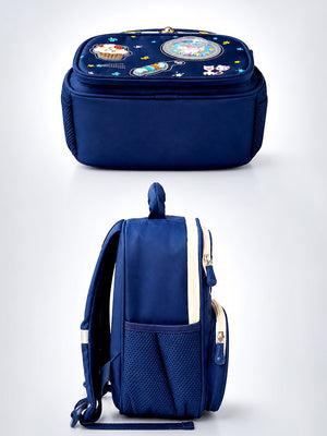 Mulberro Navy Blue Kids Backpack with LED Bear Light & Candy Patch Design for Boys & Girls - School Bag
