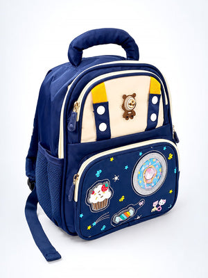 Mulberro Navy Blue Kids Backpack with LED Bear Light & Candy Patch Design for Boys & Girls - School Bag