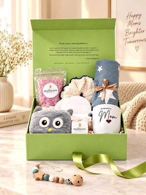 Mulberro New Mom 12-Piece Baby Shower Self-Care Gift Hamper with Mug & Eye Mask - Gifts & Gift Sets