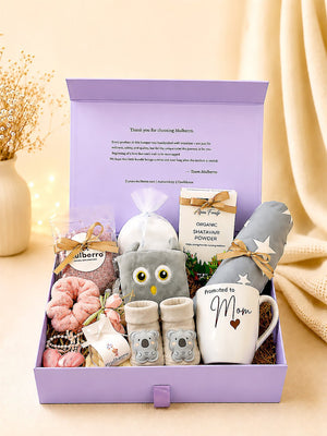 Mulberro New Mom | Postpartum Care | 13-Piece Lavender Box Gift Hamper - Gift Box