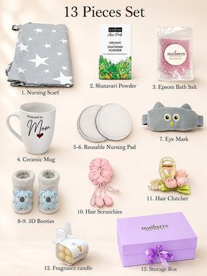 Mulberro New Mom | Postpartum Care | 13-Piece Lavender Box Gift Hamper - Gift Box