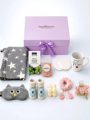 Mulberro New Mom | Postpartum Care | 13-Piece Lavender Box Gift Hamper - Gift Box