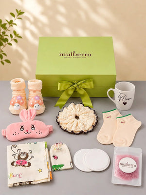 Mulberro New Mom | Postpartum Care | 14-Piece Green Box Gift Hamper - Gift Box