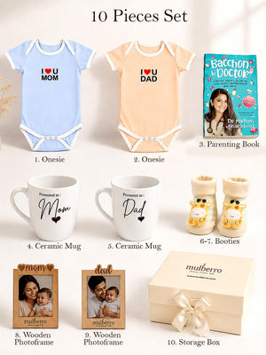 Mulberro New Parent | Baby Shower | 10-Piece Ribbon Box Gift Hamper - Gift Box
