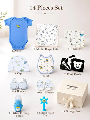 Mulberro Newborn | Growing Baby | Naming Ceremony | 14-Piece Baby Girl Gift Set | White Box | 0–6 Months - Gift Box