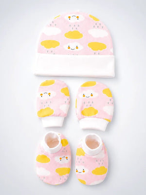 Mulberro Newborn | Welcome Baby | 23-Piece Pure Cotton | Happy Clouds | Pink Suitcase | Baby Girl | 0–3 Months - Gift Box