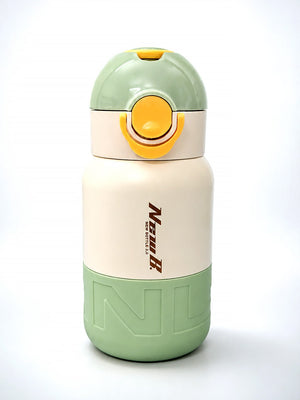 Mulberro Olive Green Kids Stainless Steel Water Bottle — 480ml | Flip Lid & Straw - Water Bottle