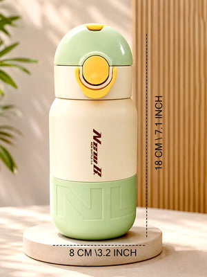 Mulberro Olive Green Kids Stainless Steel Water Bottle — 480ml | Flip Lid & Straw - Water Bottle