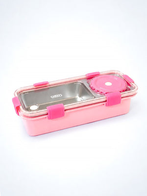 Mulberro Pink 2-Compartment Stainless Steel Kids Lunch Box | Leak-Proof | Fork, Spoon & Sauce Container Included - Baby Food & Storage