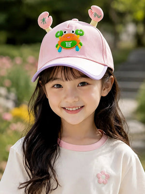 Mulberro Pink 3D Crab Kids Baseball Cap | Adjustable Strap | Girls 2–6 Years - Kids Accessories
