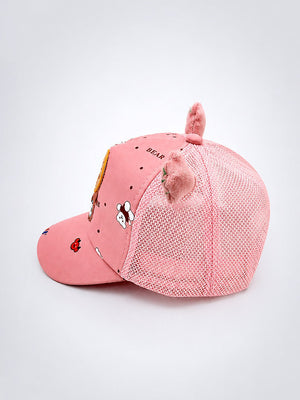 Mulberro Pink 3D Space Bear Kids Cap with Bear Ears Adjustable 2-6Y - Kids Accessories