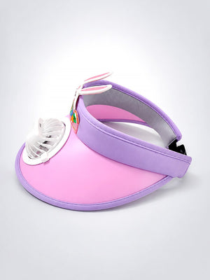 Mulberro Pink Purple 3D Bunny Kids Sun Visor Cap with Built-In Fan | Adjustable | Girls 2–6 Years - Kids Accessories