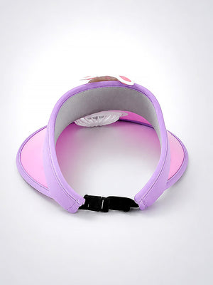 Mulberro Pink Purple 3D Bunny Kids Sun Visor Cap with Built-In Fan | Adjustable | Girls 2–6 Years - Kids Accessories