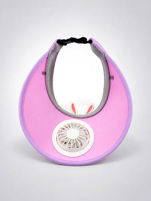 Mulberro Pink Purple 3D Bunny Kids Sun Visor Cap with Built-In Fan | Adjustable | Girls 2–6 Years - Kids Accessories