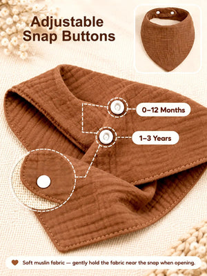 Mulberro Pink, Yellow & Brown 3-Piece Muslin Cotton Baby Bibs | Snap Closure | Drool & Burp Bib - Baby Bibs