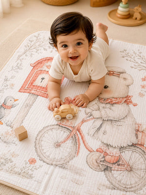 Mulberro Postman Bear 6-Layer Muslin Cotton Baby Blanket 102x102cm - Baby Blankets & Quilts
