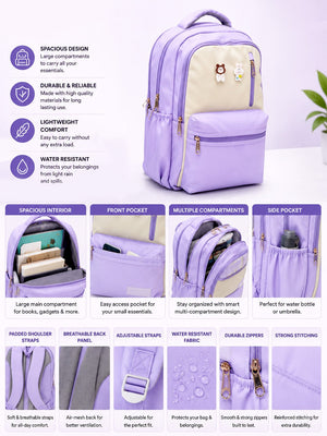 Mulberro Purple Bear & Bunny Kids School Backpack - School Bag