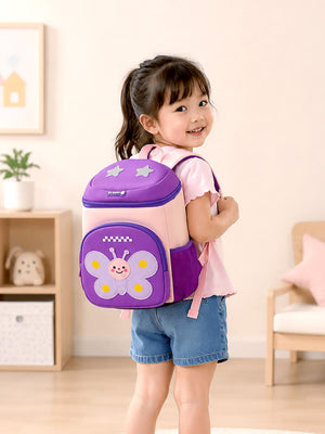 Mulberro Purple Butterfly Neoprene Kids Backpack with Safety Leash – Girls Toddler School Bag - School Bag