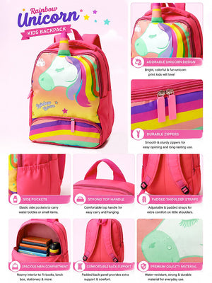 Mulberro Rainbow Unicorn Kids Backpack – Pink School Bag for Girls - School Bag