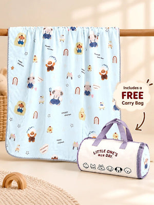 Mulberro Reversible | Happy Elephant Chef Blue Soft Cotton Baby & Toddler AC Blanket | 120×150 cm - Baby Blankets & Quilts