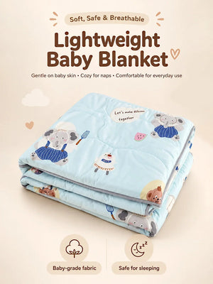 Mulberro Reversible | Happy Elephant Chef Blue Soft Cotton Baby & Toddler AC Blanket | 120×150 cm - Baby Blankets & Quilts